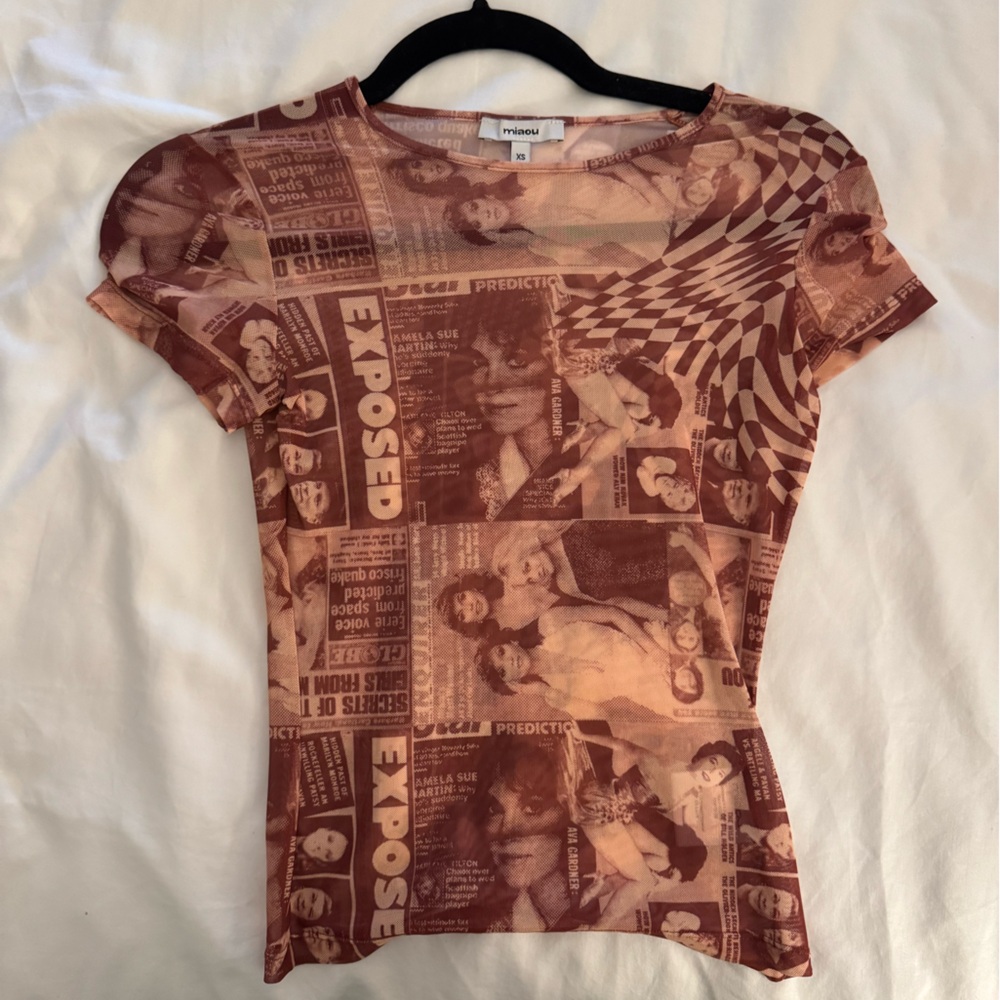 Miaou Brown Graphic Short Sleeve Tee